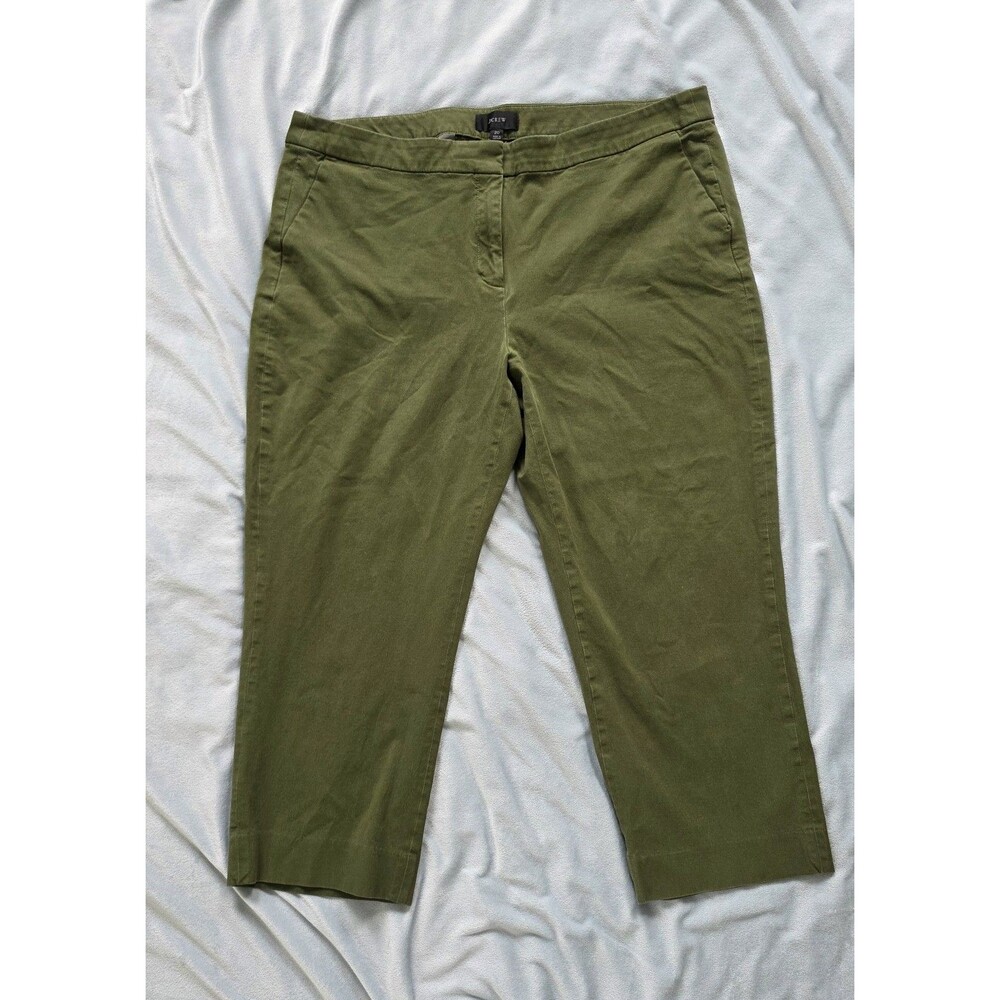 J.Crew Womens Plus Size 20 Olive Green Stretch Cropped Chino Pants Trousers